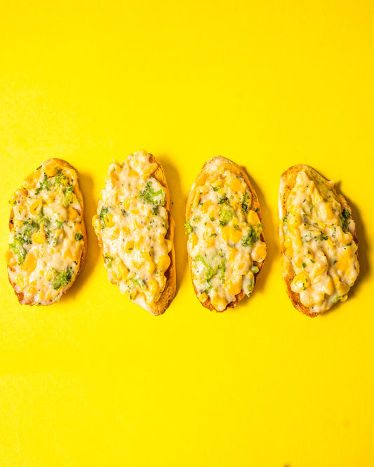 Broccoli & Corn Crostini (*contains egg*)