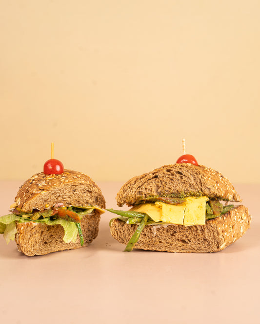 Roasted Vegetables with Pesto Sauce Sandwich
